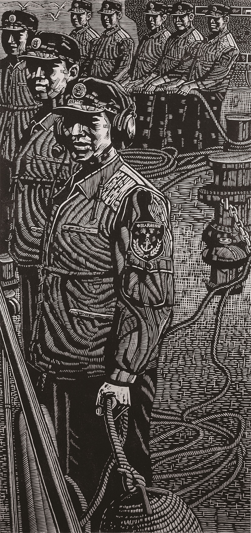 2011-《向大洋——舰舷带缆兵》116X55cm.JPG