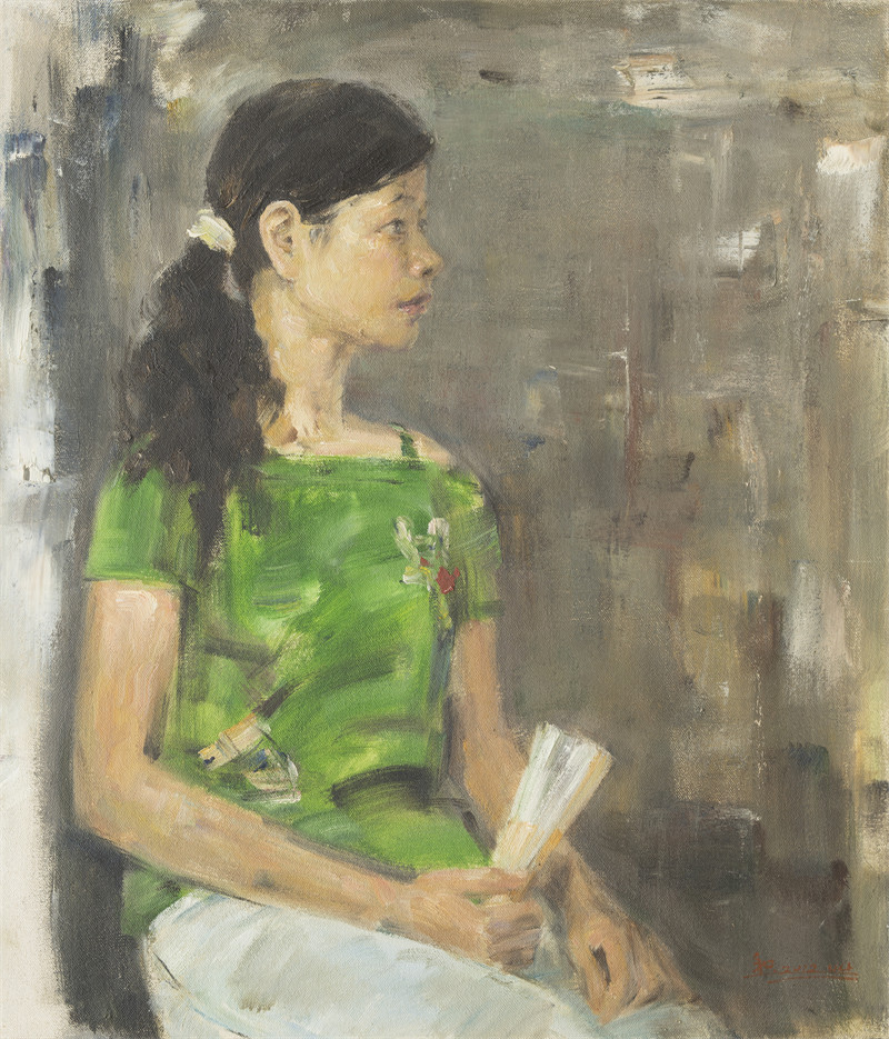 《持扇少女》 82×62cm.jpg
